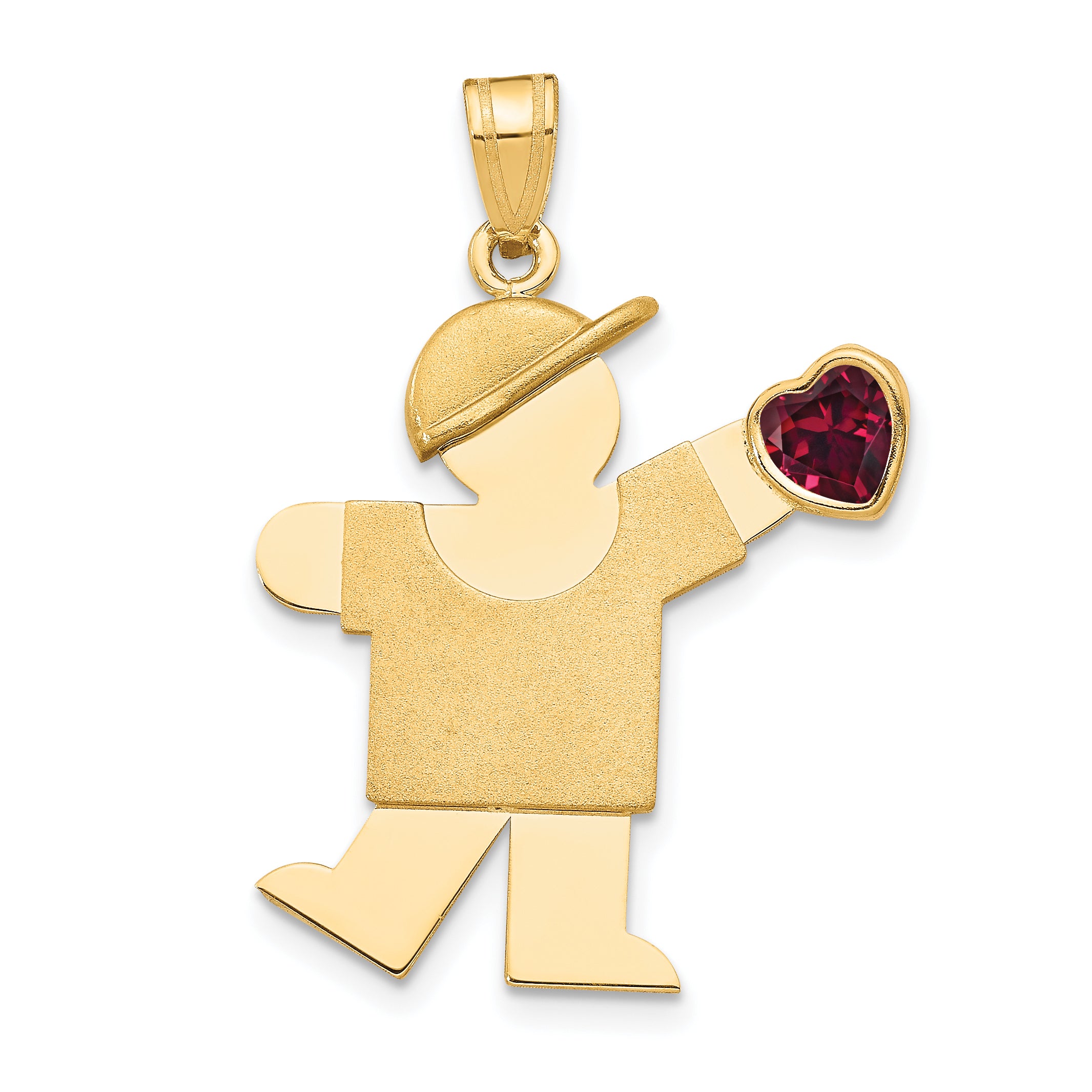 14K Boy with CZ January Birthstone Charm