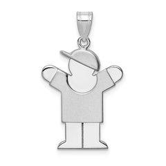 14K White Gold Medium Boy w/Hat on Right Engravable Charm