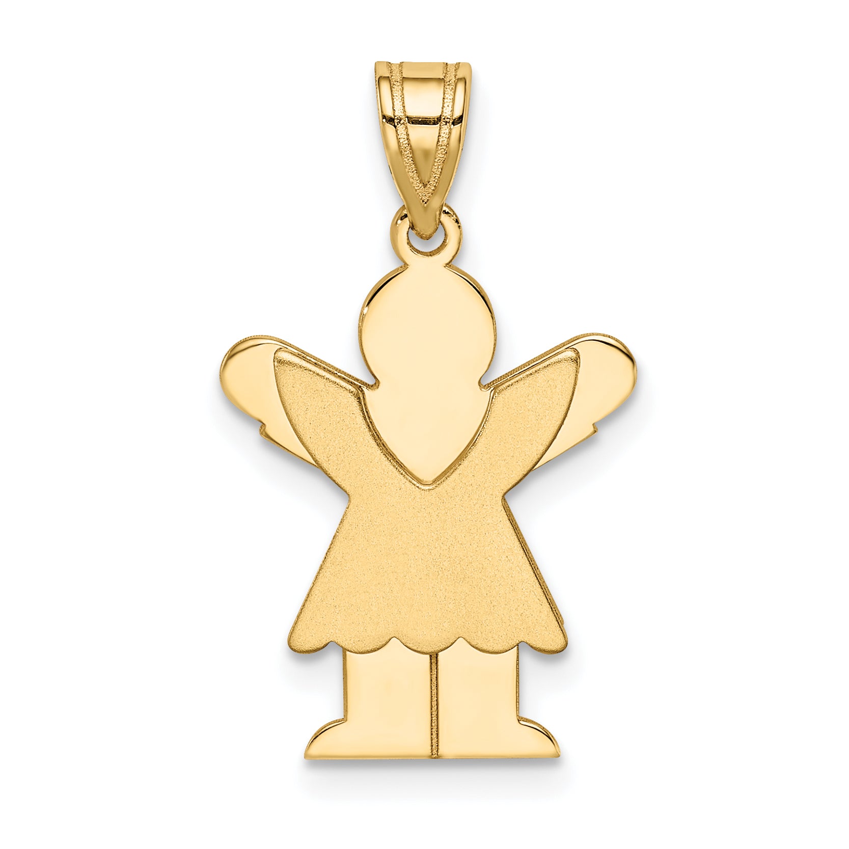 14K Satin Engravable Girl w/Ruffled Skirt Charm