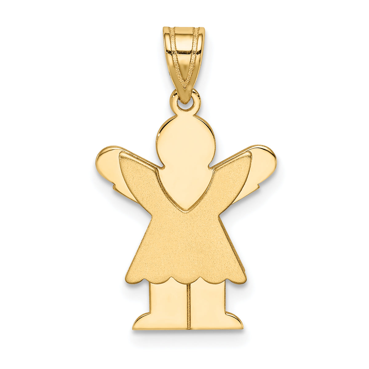 14K Satin Engravable Girl w/Ruffled Skirt Charm