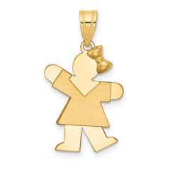 14K Solid Engravable Girl with Bow on Right Charm