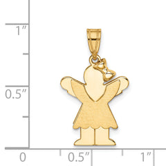 14K Solid Engravable Girl with Bow on Right Charm