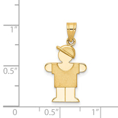 14K Solid Engravable Boy with Hat on Right Charm