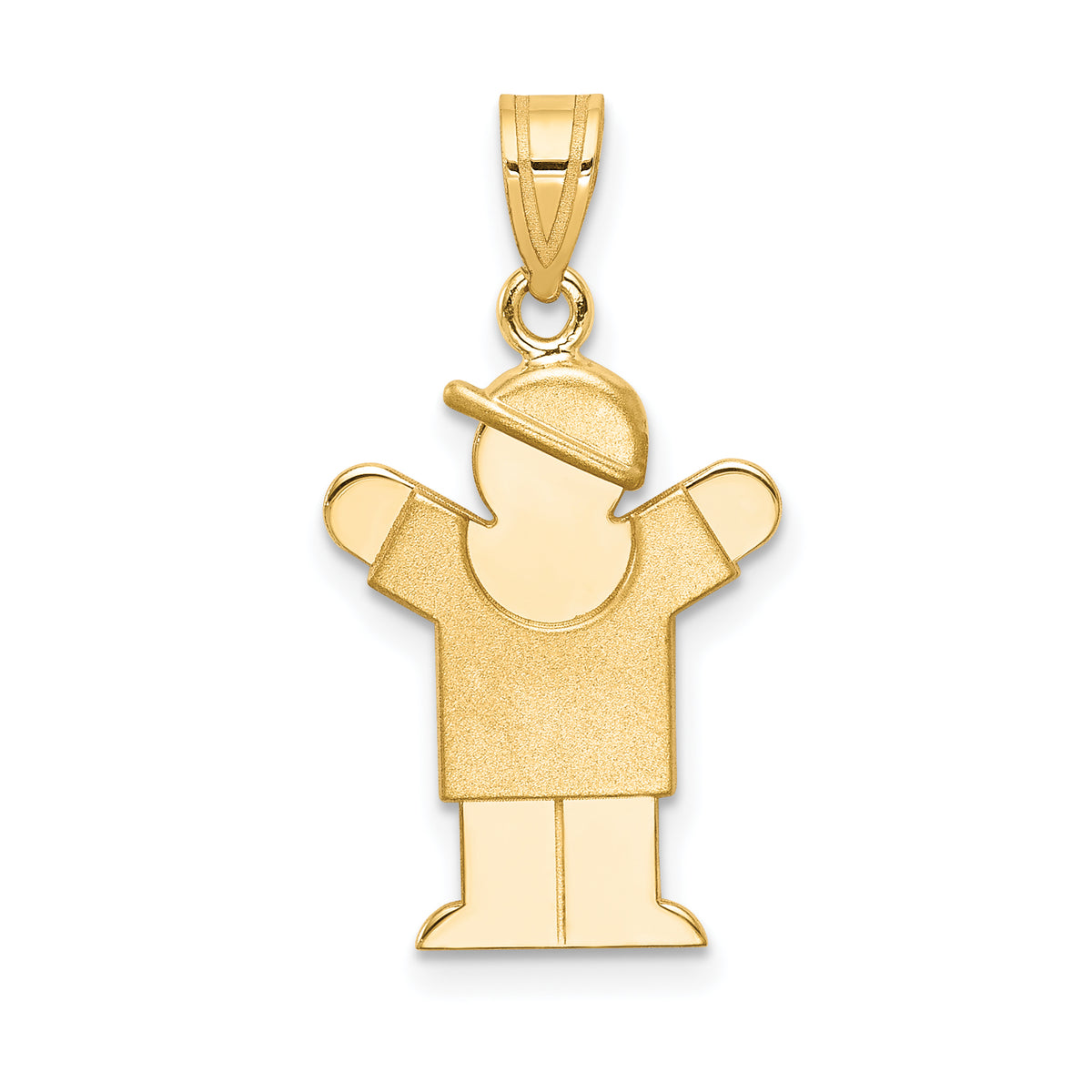 14k Solid Engravable Boy with Hat on Right Charm