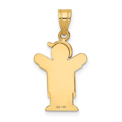 14K Solid Engravable Boy in Overalls with Hat on Left Charm