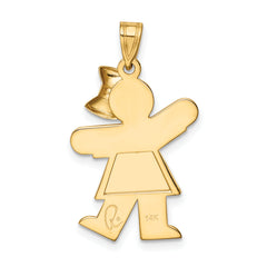 14K Solid Engravable Girl with Bow on Right Charm