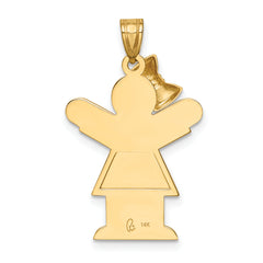 14K Solid Engravable Girl with Bow on Left Charm