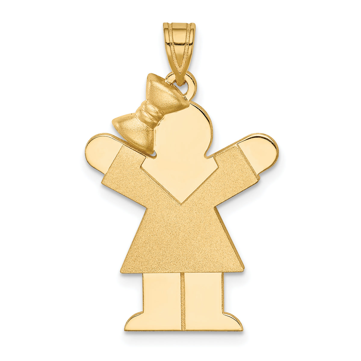 14k Solid Engravable Girl with Bow on Left Charm