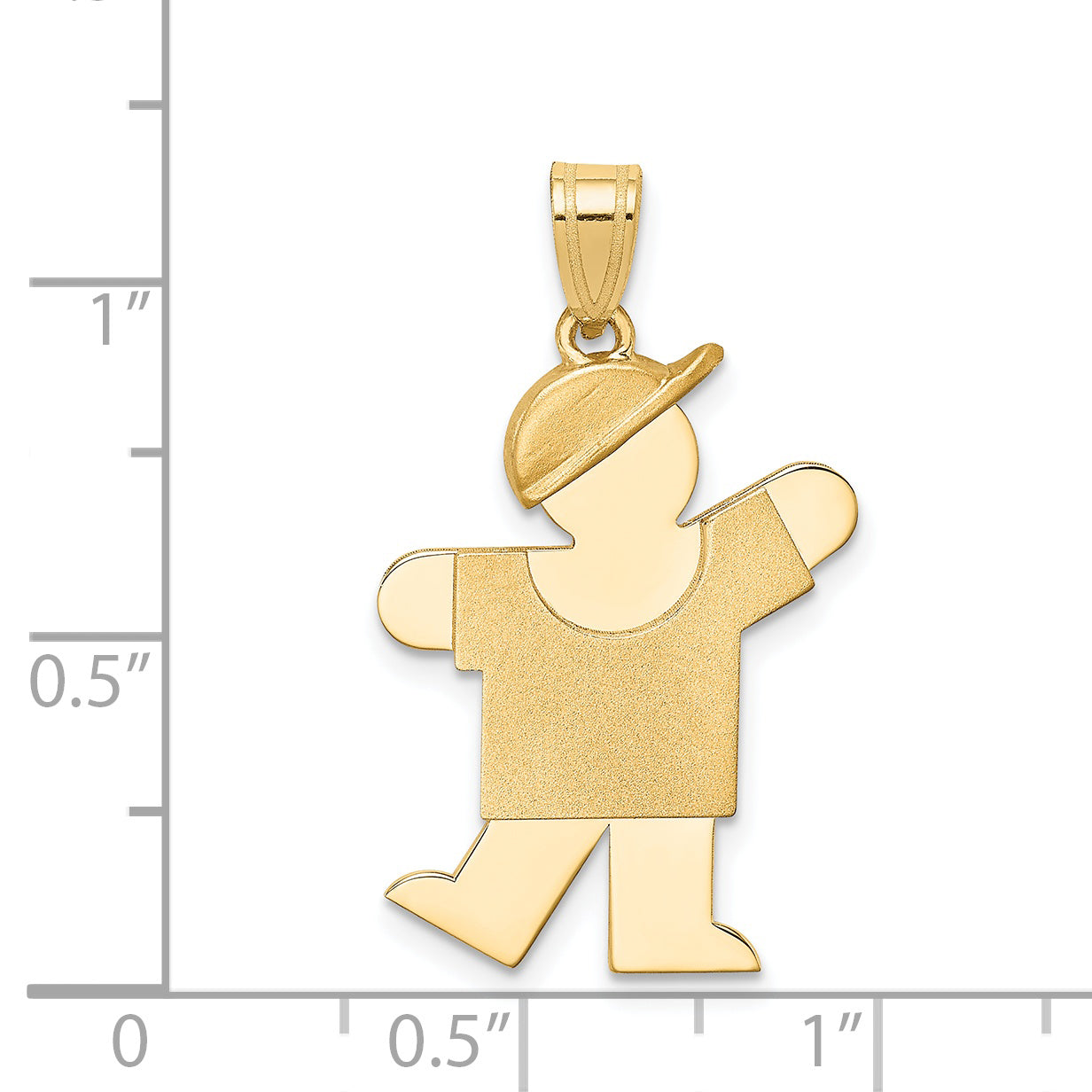 14K Solid Engravable Boy with Hat on Left Charm