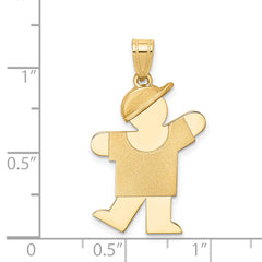 14K Solid Engravable Boy with Hat on Left Charm