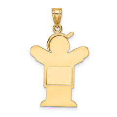 14K Solid Engravable Boy with Hat on Right Charm