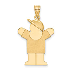 14k Solid Engravable Boy with Hat on Right Charm