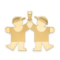 14k Solid Engravable Double Boys Charm