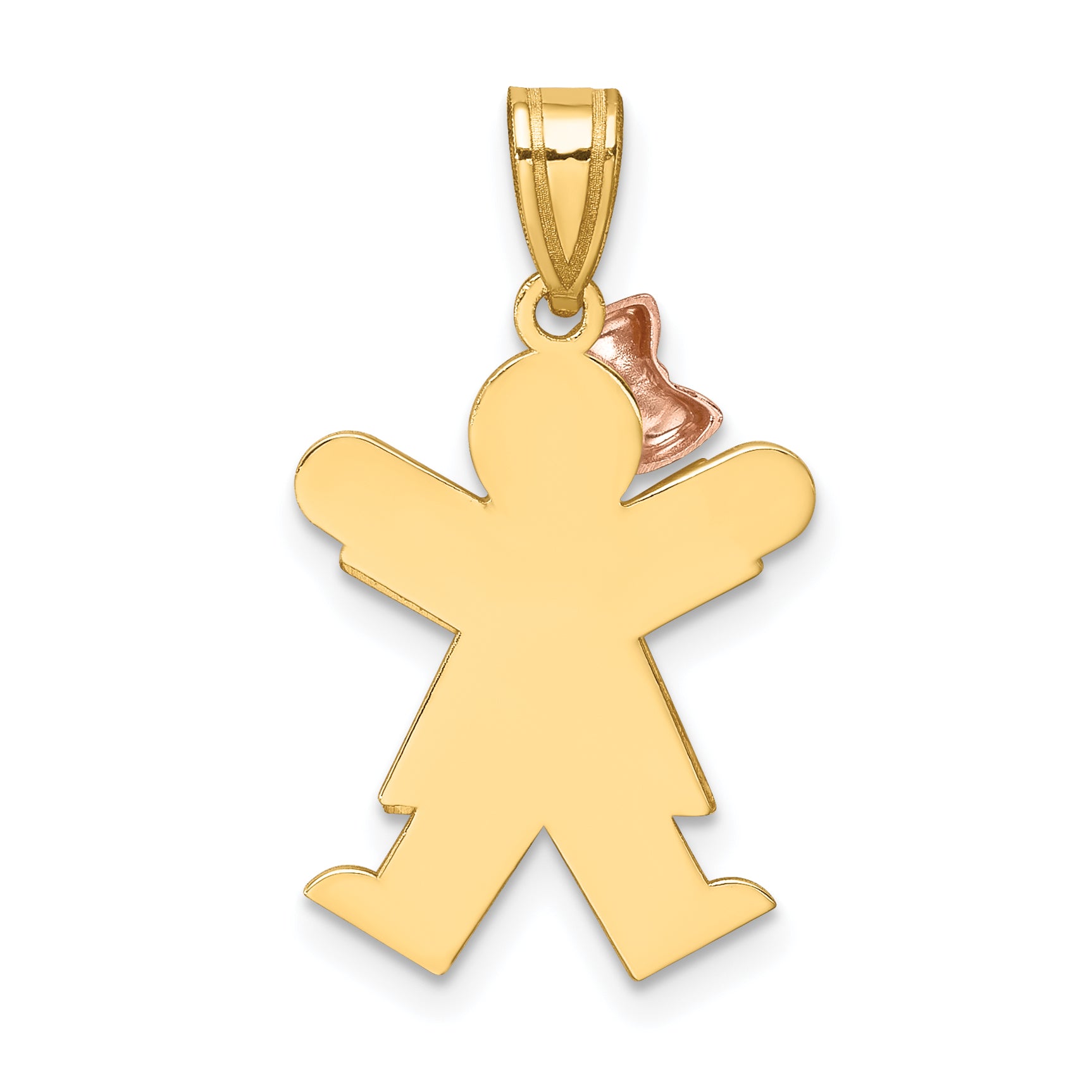 14K Two-Tone Small Girl with Bow on Left Engravable Charm