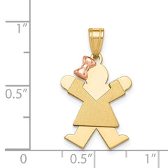 14K Two-Tone Small Girl with Bow on Left Engravable Charm