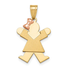 14k Two-Tone Small Girl with Bow on Left Engravable Charm