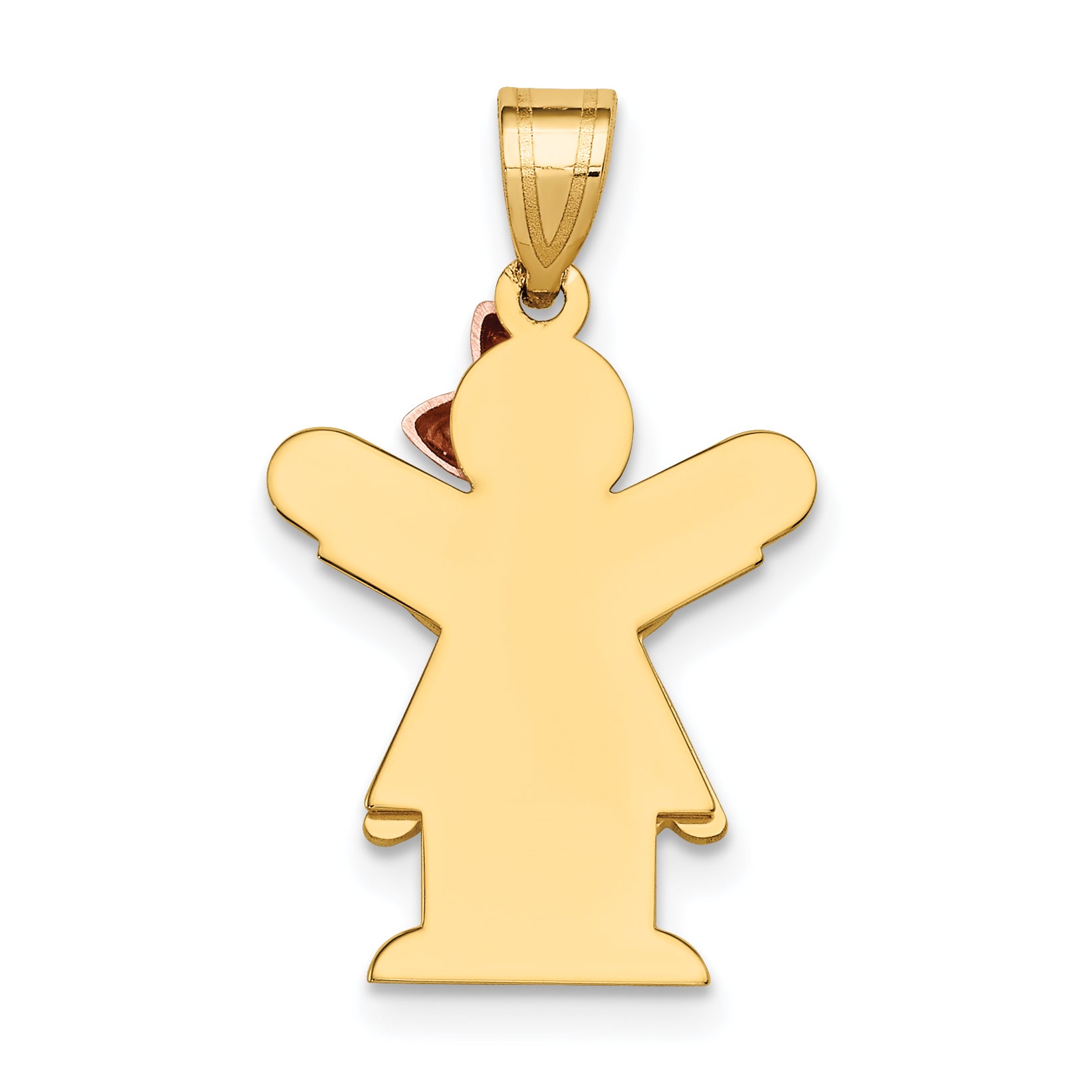 14K Two-Tone Small Girl with Bow on Right Engravable Charm