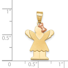 14K Two-Tone Small Girl with Bow on Right Engravable Charm