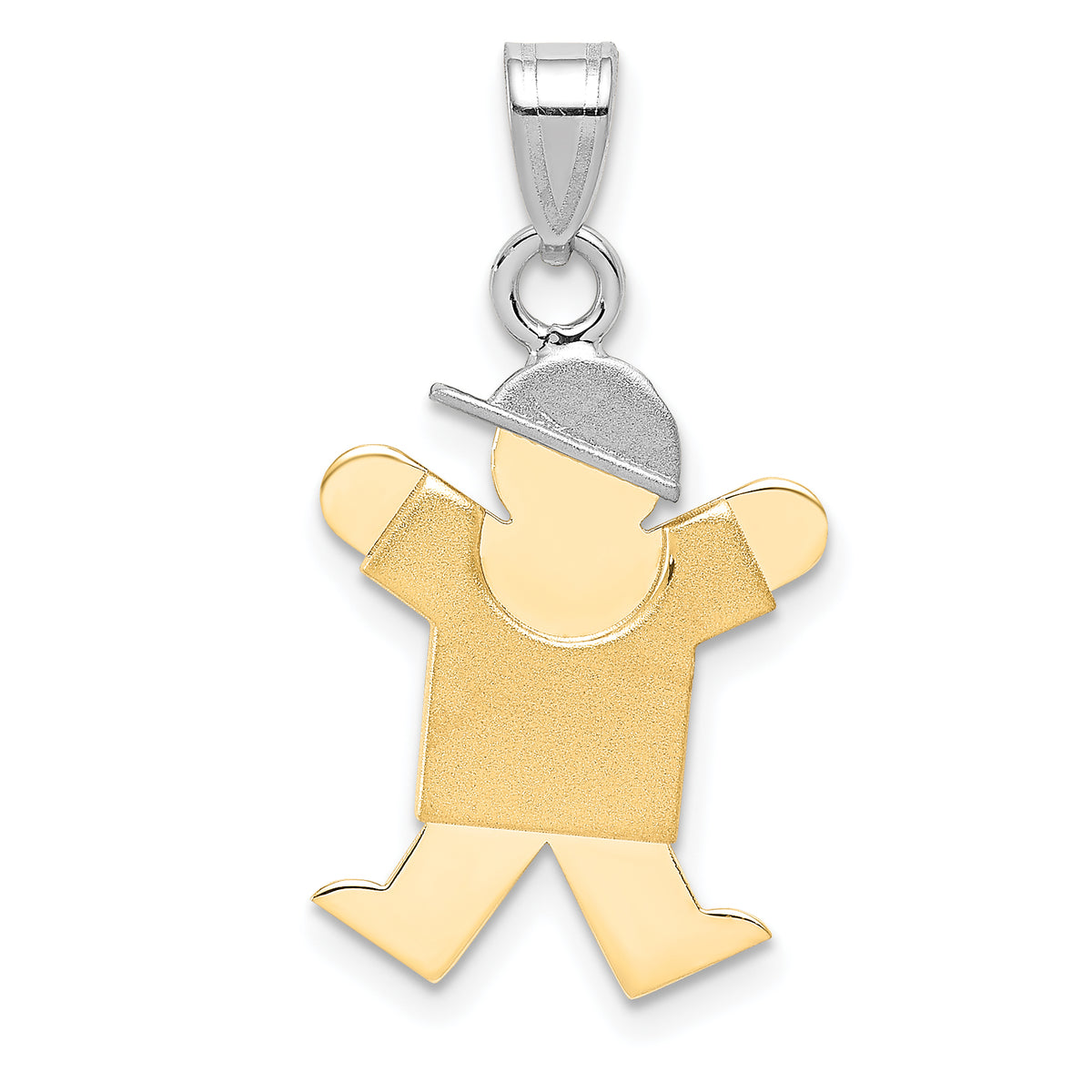 14k Two-Tone Small Boy with Hat on Right Engravable Charm