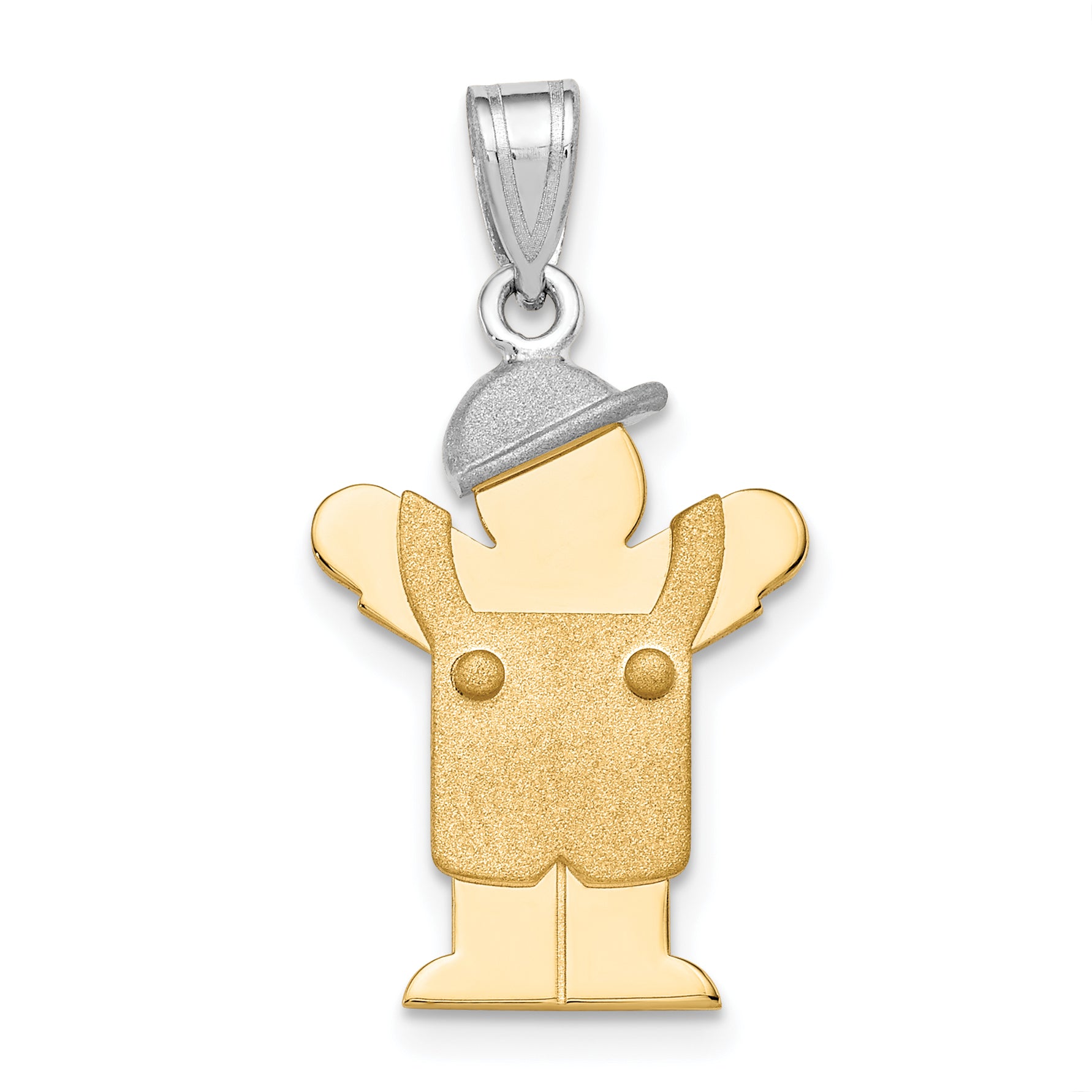 14k Two-Tone Small Boy with Hat on Left Engravable Charm