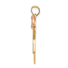 14K Two-Tone Large Girl with Bow on Right Engravable Charm