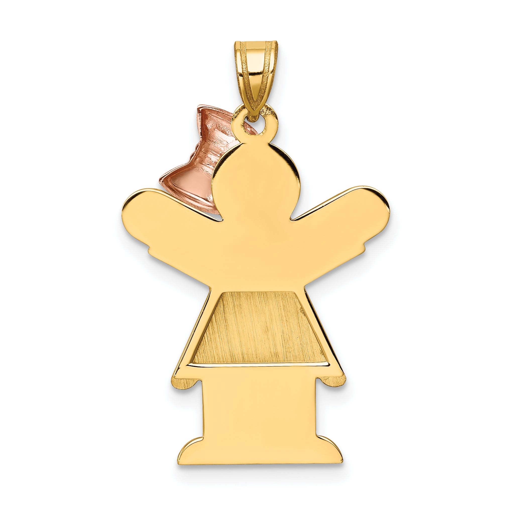 14K Two-Tone Large Girl with Bow on Right Engravable Charm