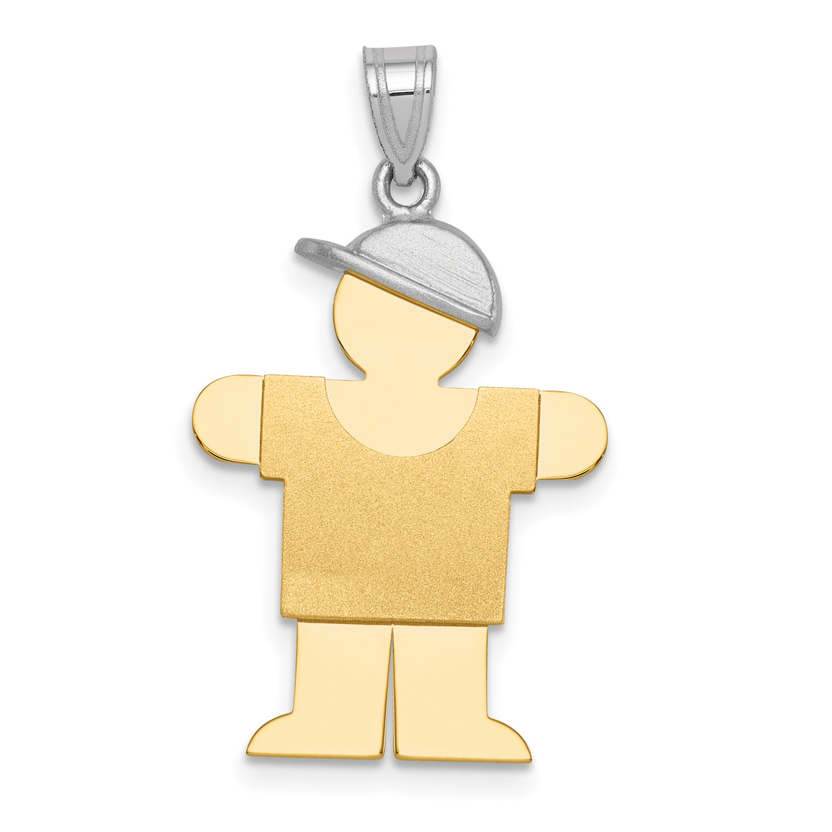 14k Two-Tone Large Boy with Hat on Right Engravable Charm