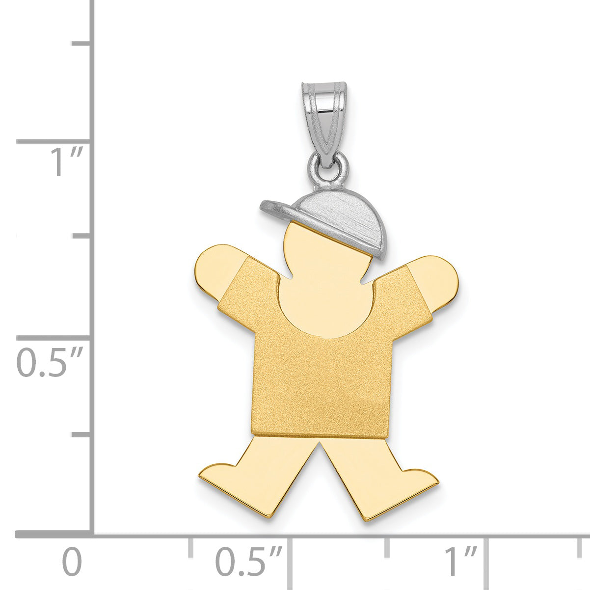 14K Two-Tone Large Boy with Hat on Right Engravable Charm