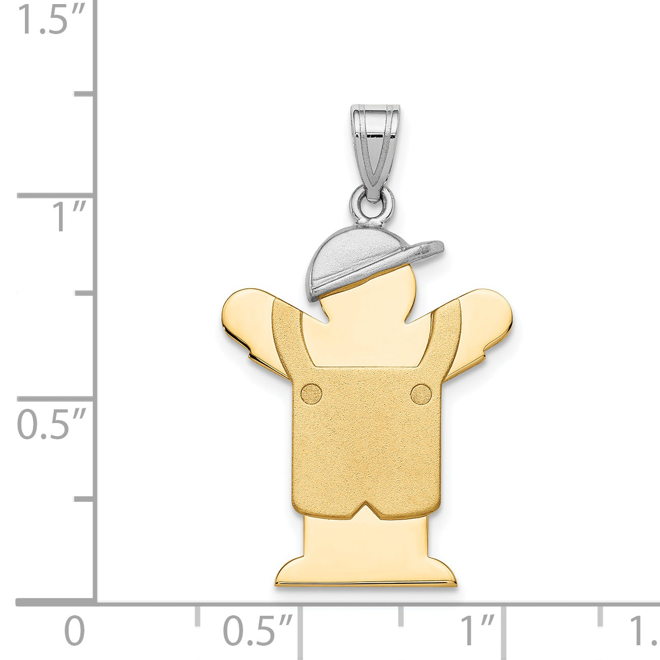 14K Two-Tone Large Boy with Hat on Left Engravable Charm