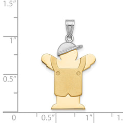 14K Two-Tone Large Boy with Hat on Left Engravable Charm