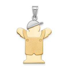 14k Two-Tone Large Boy with Hat on Left Engravable Charm