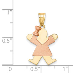 14K Two-Tone Small Girl with Bow on Left Engravable Charm