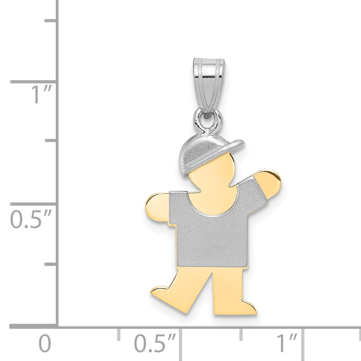 14K Two-Tone Small Boy with Hat on Left Engravable Charm