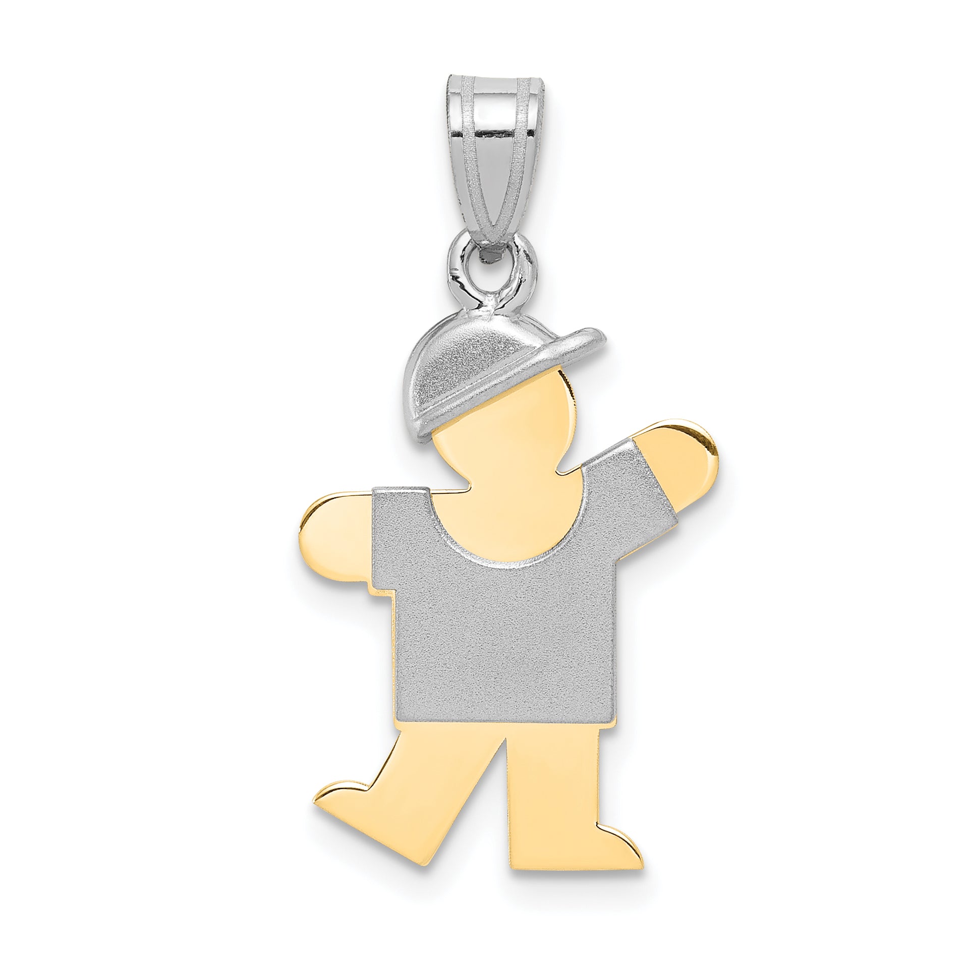 14k Two-Tone Small Boy with Hat on Left Engravable Charm