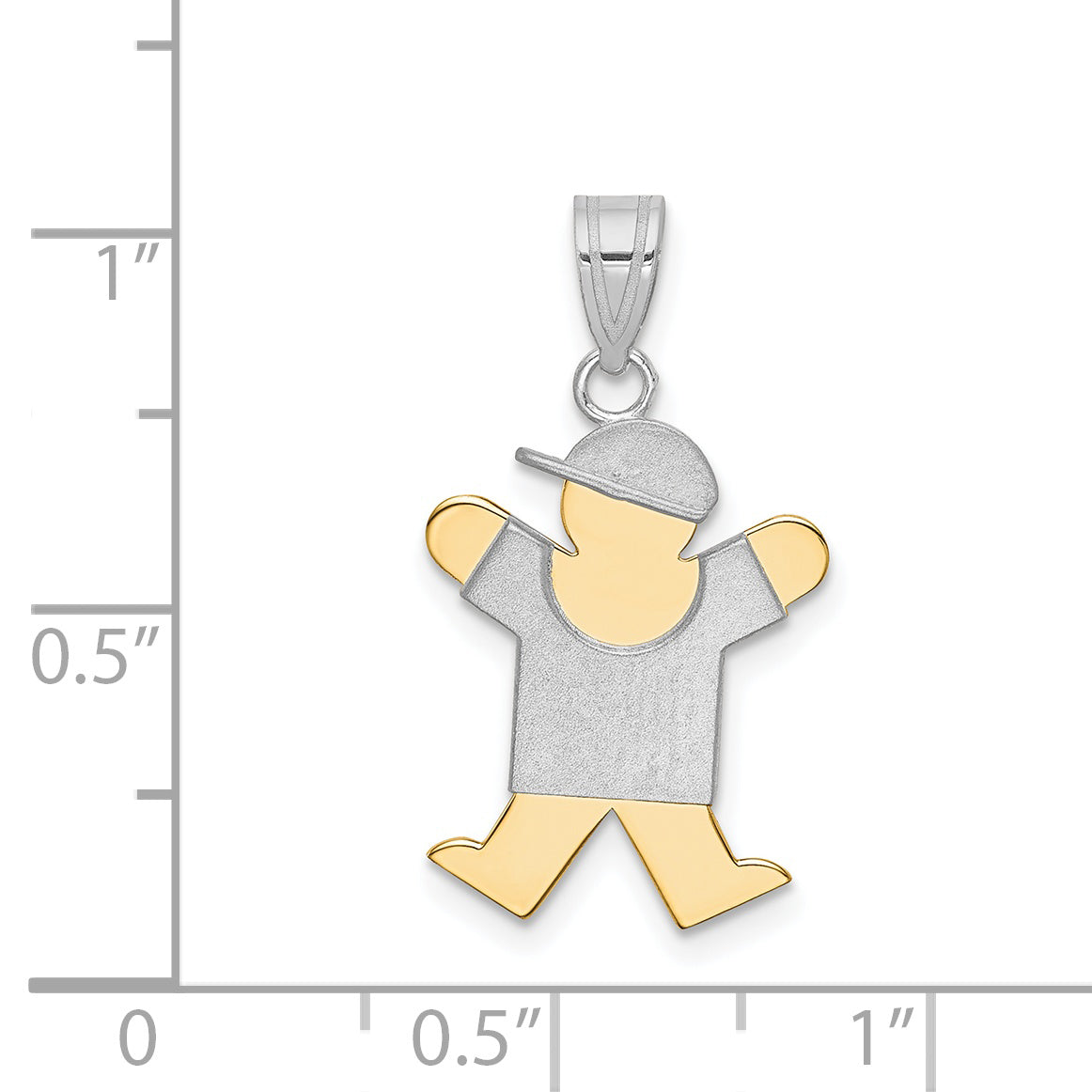 14K Two-Tone Small Boy with Hat on Right Engravable Charm