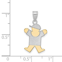 14K Two-Tone Small Boy with Hat on Right Engravable Charm