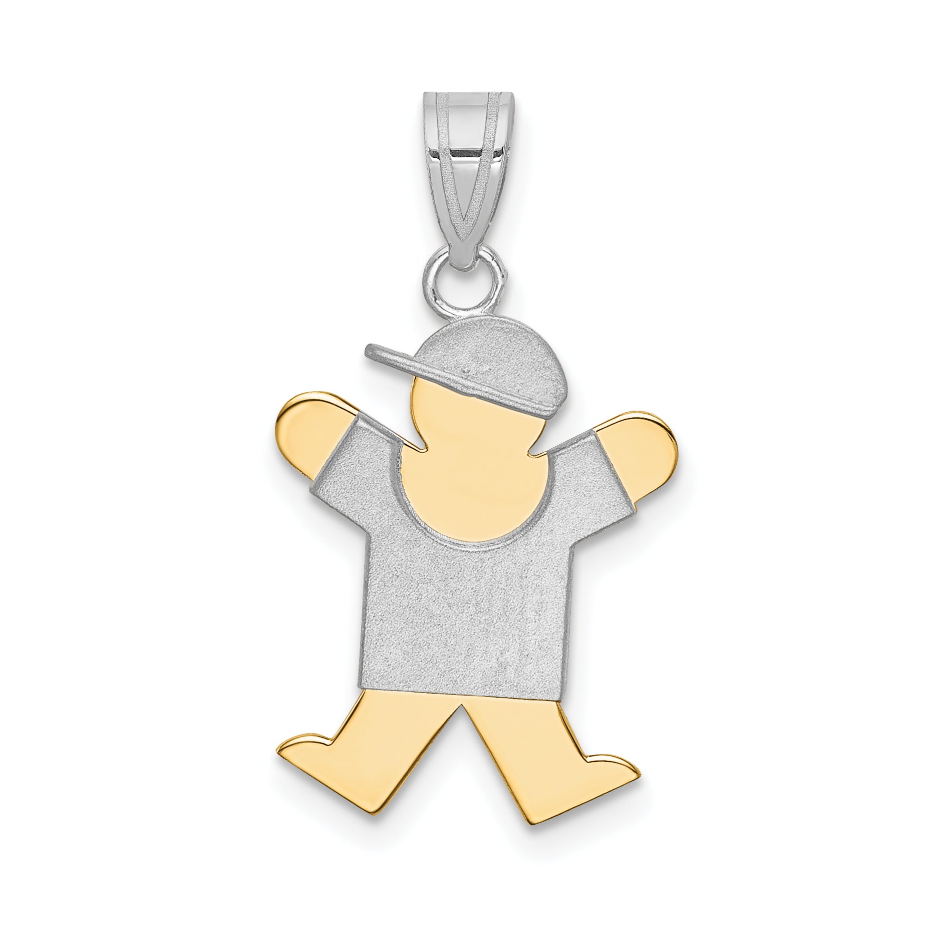 14k Two-Tone Small Boy with Hat on Right Engravable Charm