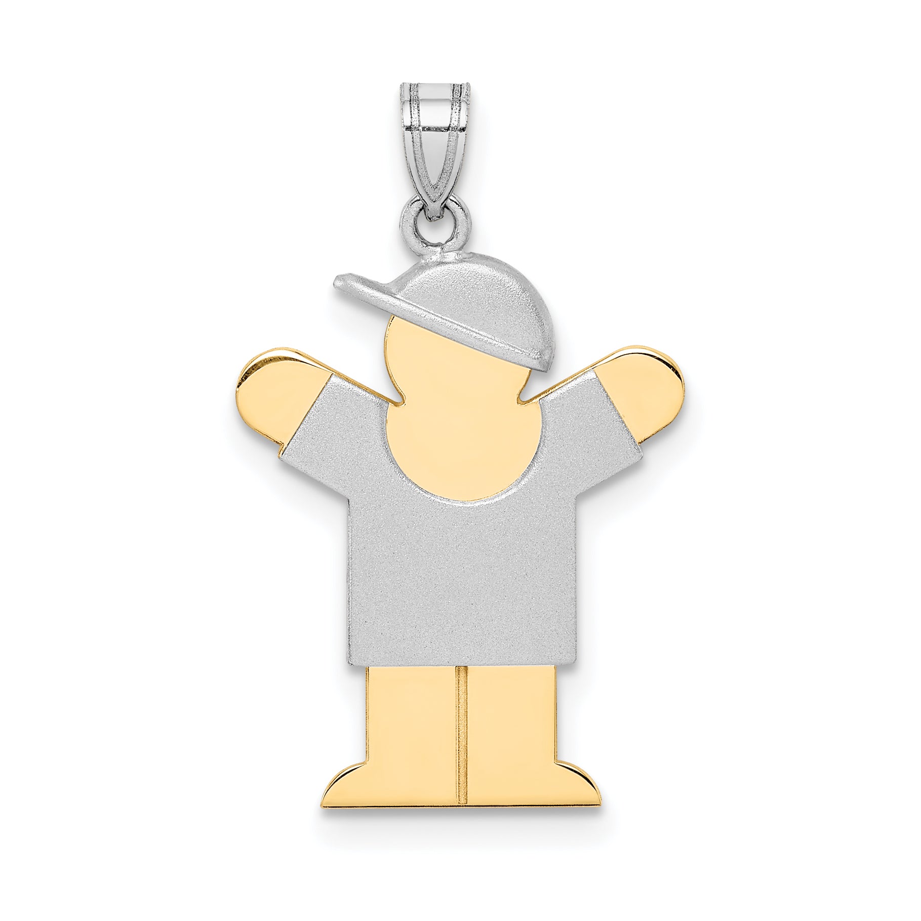 14k Two-Tone Small Boy with Hat on Right Engravable Charm