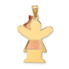 14K Two-Tone Large Girl with Bow on Right Engravable Charm