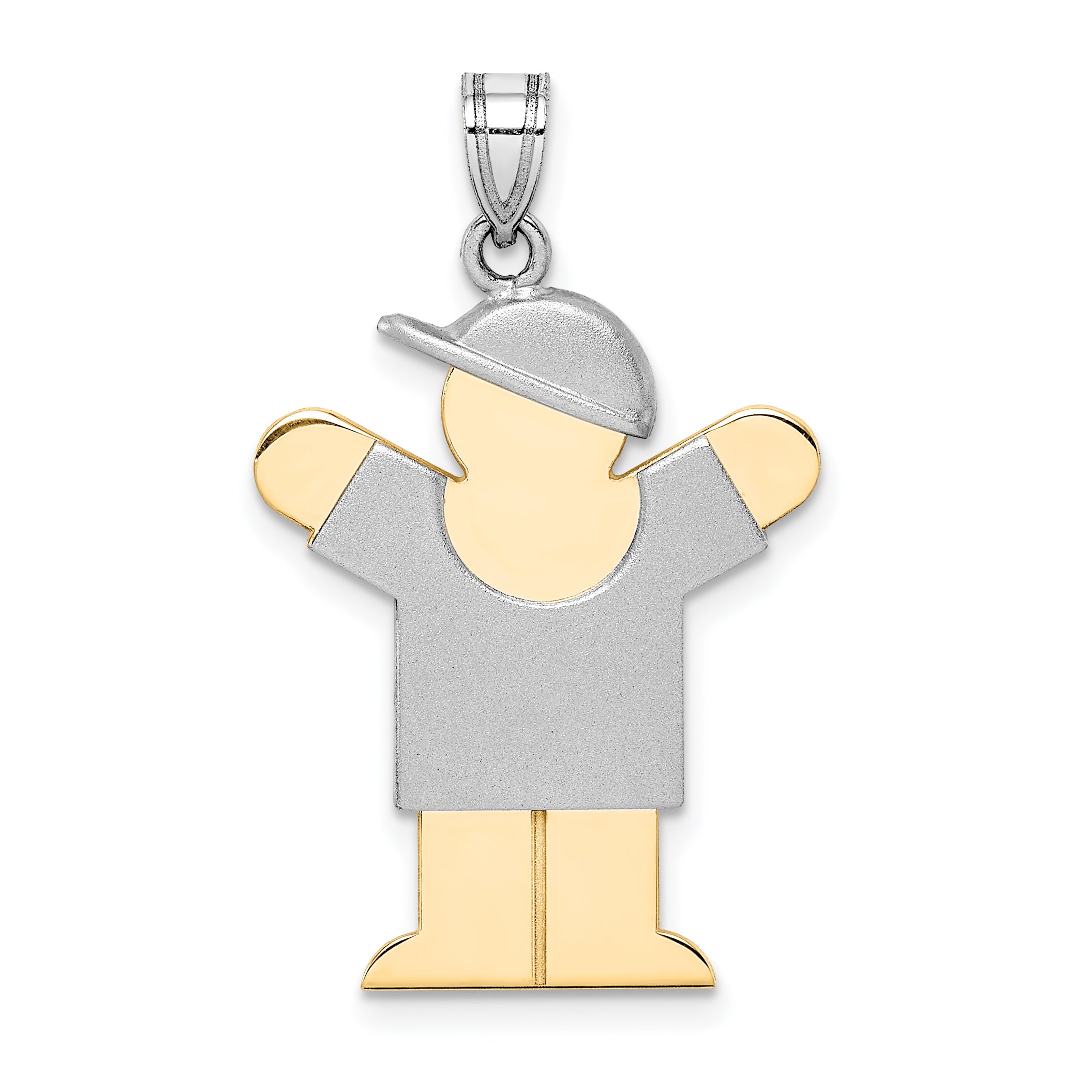 14k Two-Tone Large Boy with Hat on Right Engravable Charm