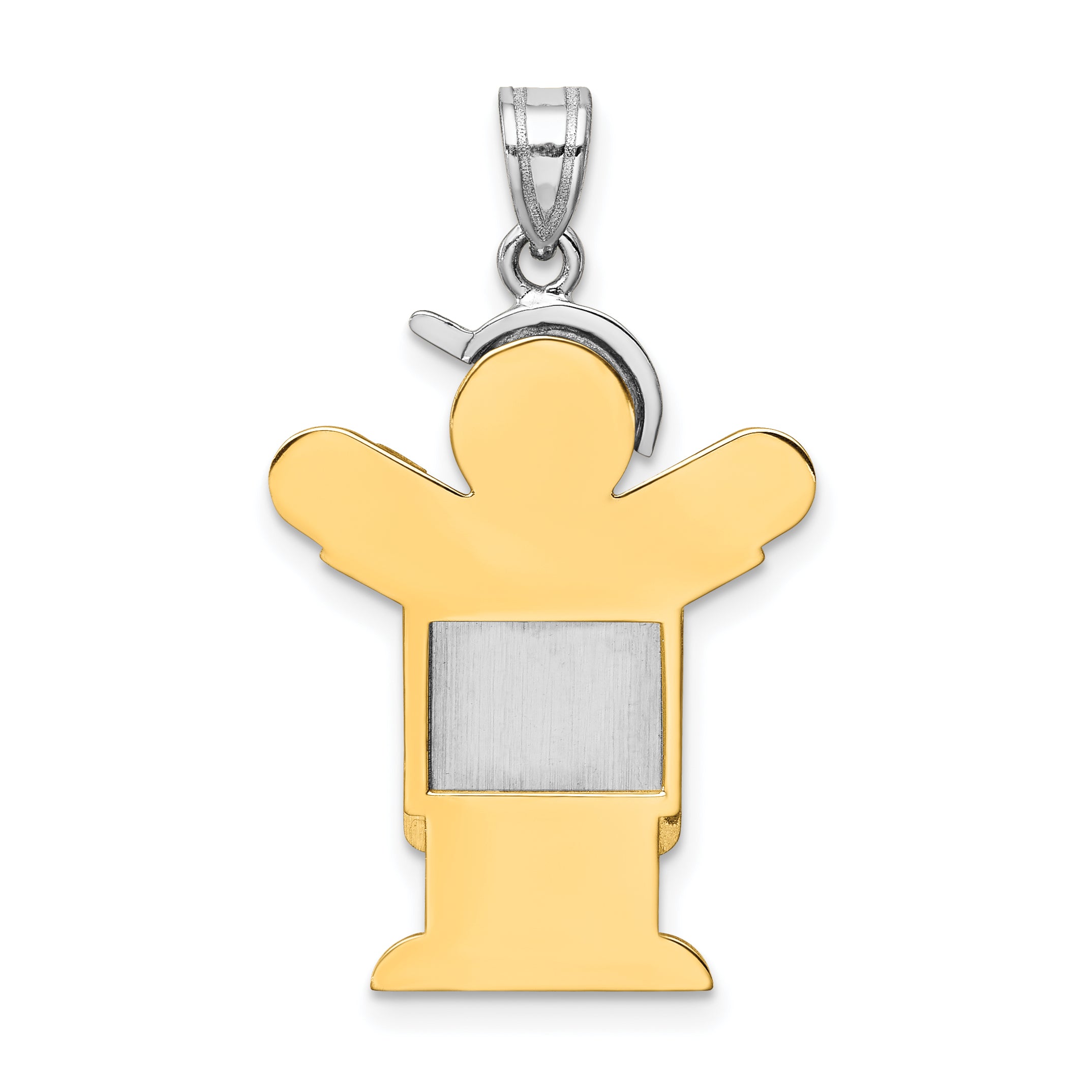 14K Two-Tone Large Boy with Hat on Left Engravable Charm