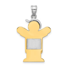 14K Two-Tone Large Boy with Hat on Left Engravable Charm