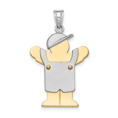 14k Two-Tone Large Boy with Hat on Left Engravable Charm