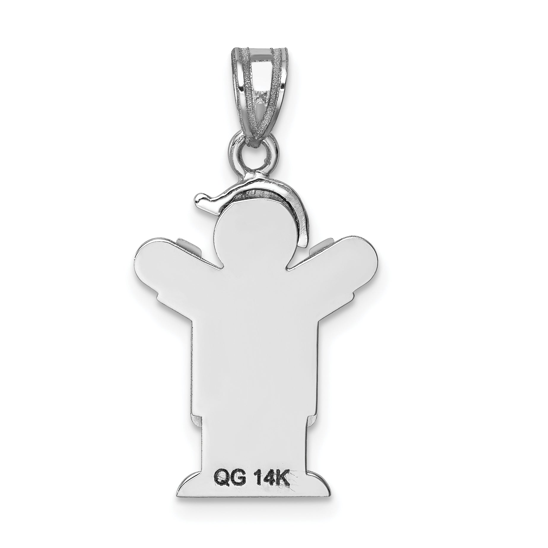 14K White Gold Small Boy with Hat on Left Engravable Charm