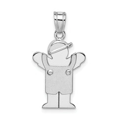 14k White Gold Small Boy with Hat on Left Engravable Charm