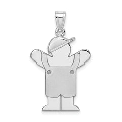 14k White Gold Medium Boy with Hat on Left Engravable Charm