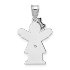 14K White Gold AA Diamond Kid Pendant