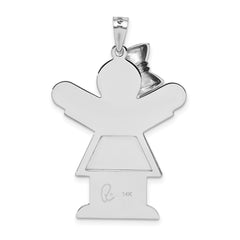 14K White Gold AA Diamond Kid Pendant