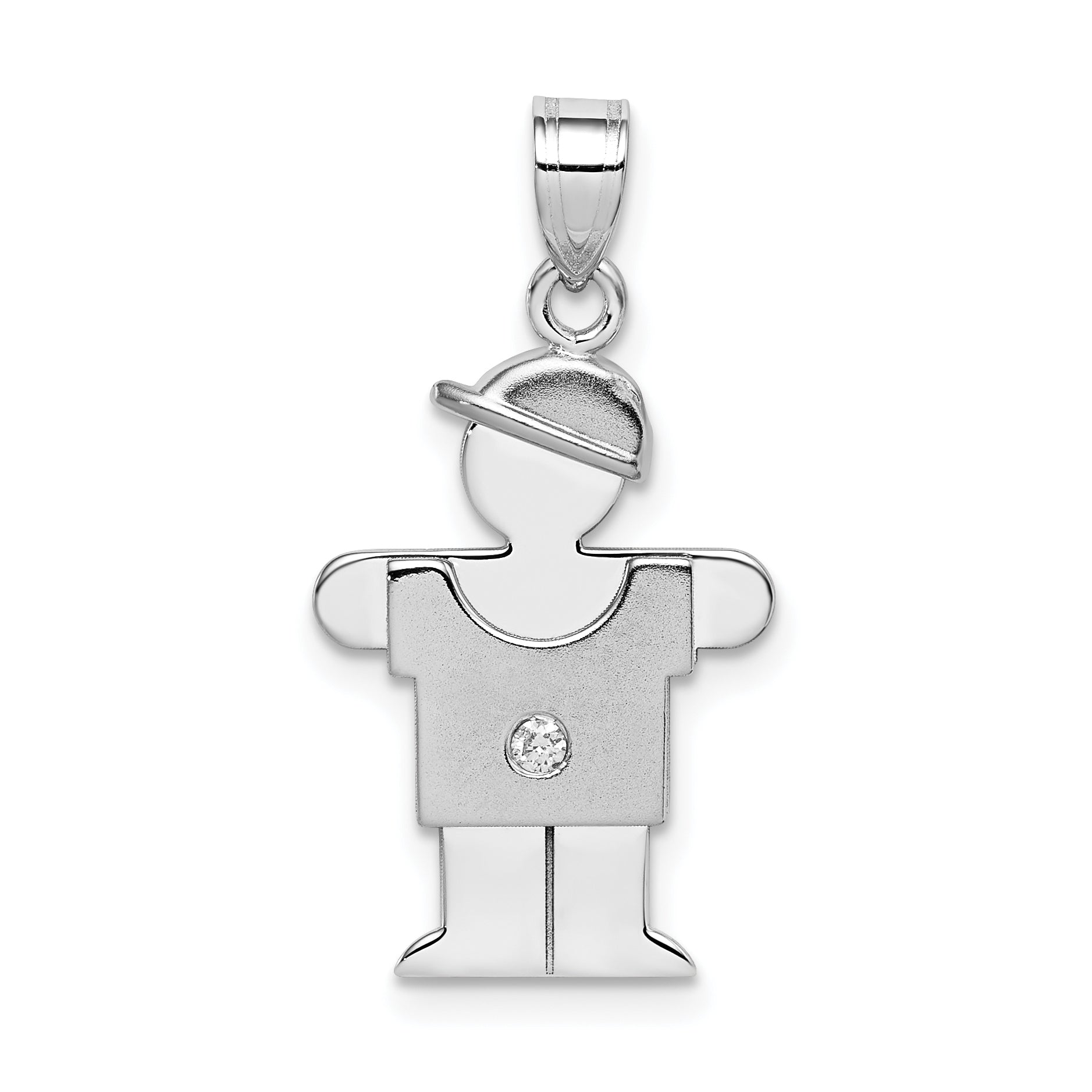 14k White Gold VS Diamond Kid Pendant