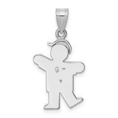 14K White Gold AA Diamond Kid Pendant